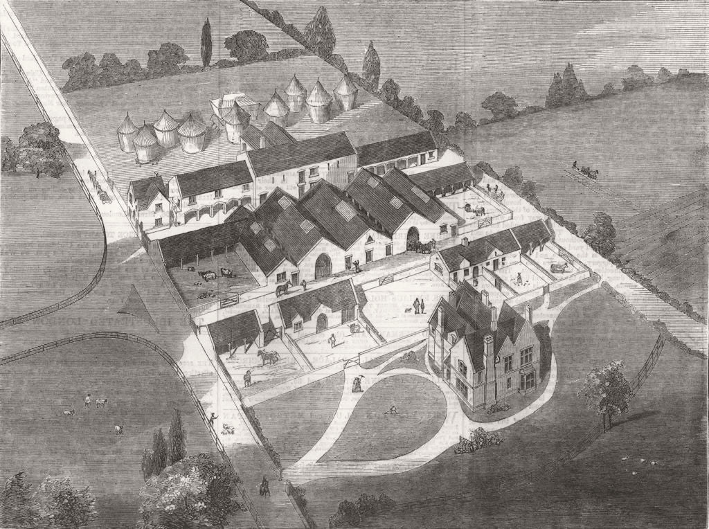 OXON. Farmhouse owned by Duke of Marlborough 1858 old antique print picture